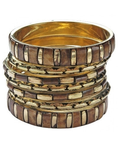 Set houten armbanden