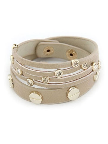 Leren armband met zirconia's