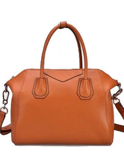 Strakke cognac leren tas